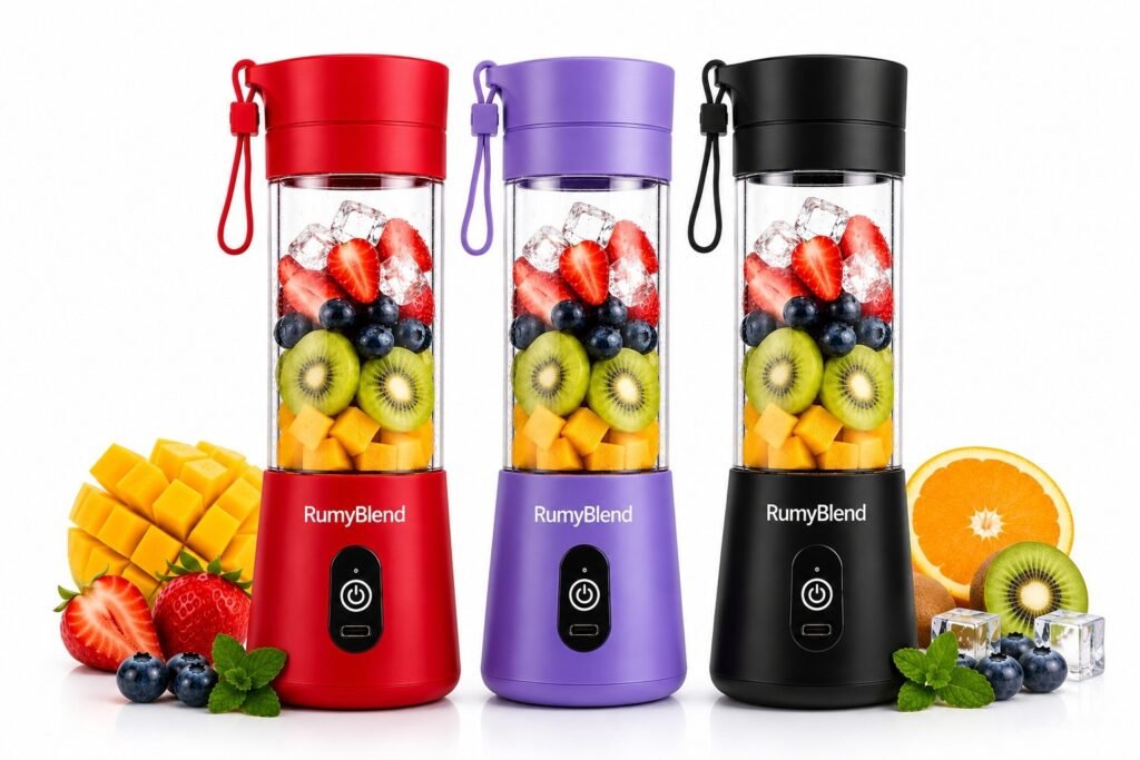 RumyBlend Trio Combo – Red Purple Black Portable Blender Set